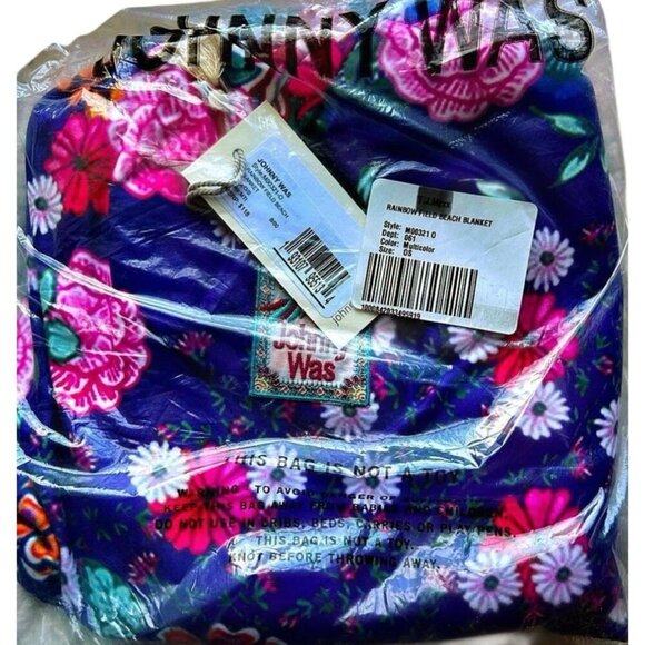 Johnny Was Sandra Floral Reversible Beach Towel Blanket with Bag 65x70, Colorful - Picture 2 of 4